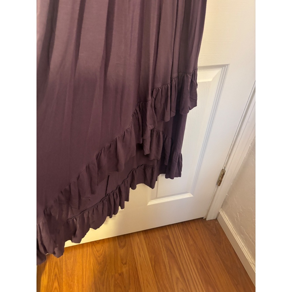 Mother Bee Maternity High Low Ruffle Dress Plum Purple V-Neck Short Sleeve Med - Picture 6 of 6